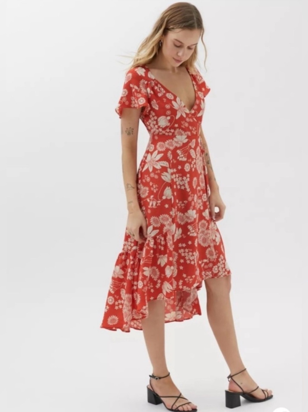 Urban Outfitters Daphne Floral Wrap Midi Dress